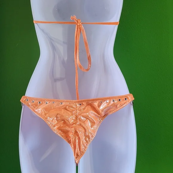 Orange competition Bikini suit with Swarovski crystals - Picture 2 of 4